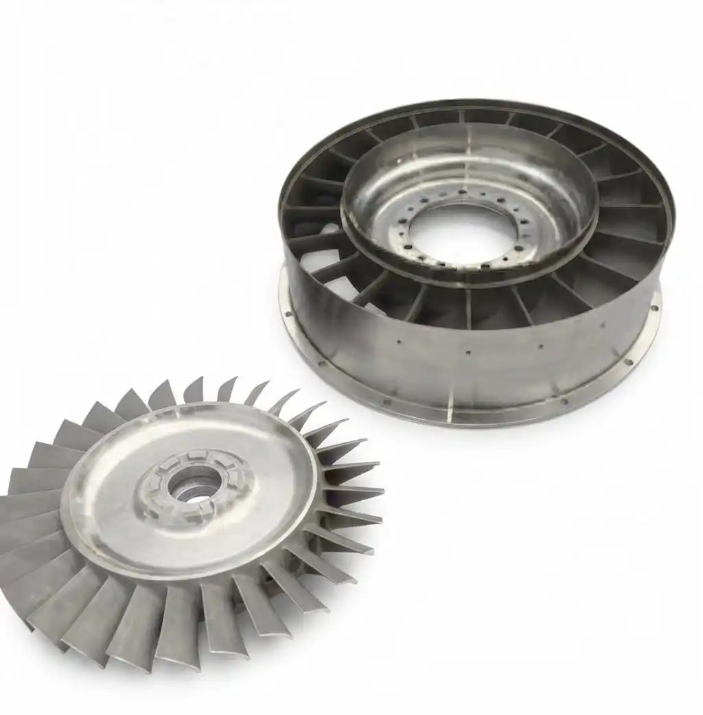 Vacuum cast turbine blisk and turbine casing